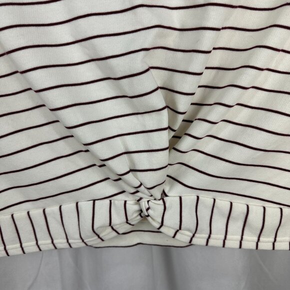 Old Navy Womens Size XL Striped Knot Front Top Cotton/Polyester White/Burgundy - Picture 2 of 6